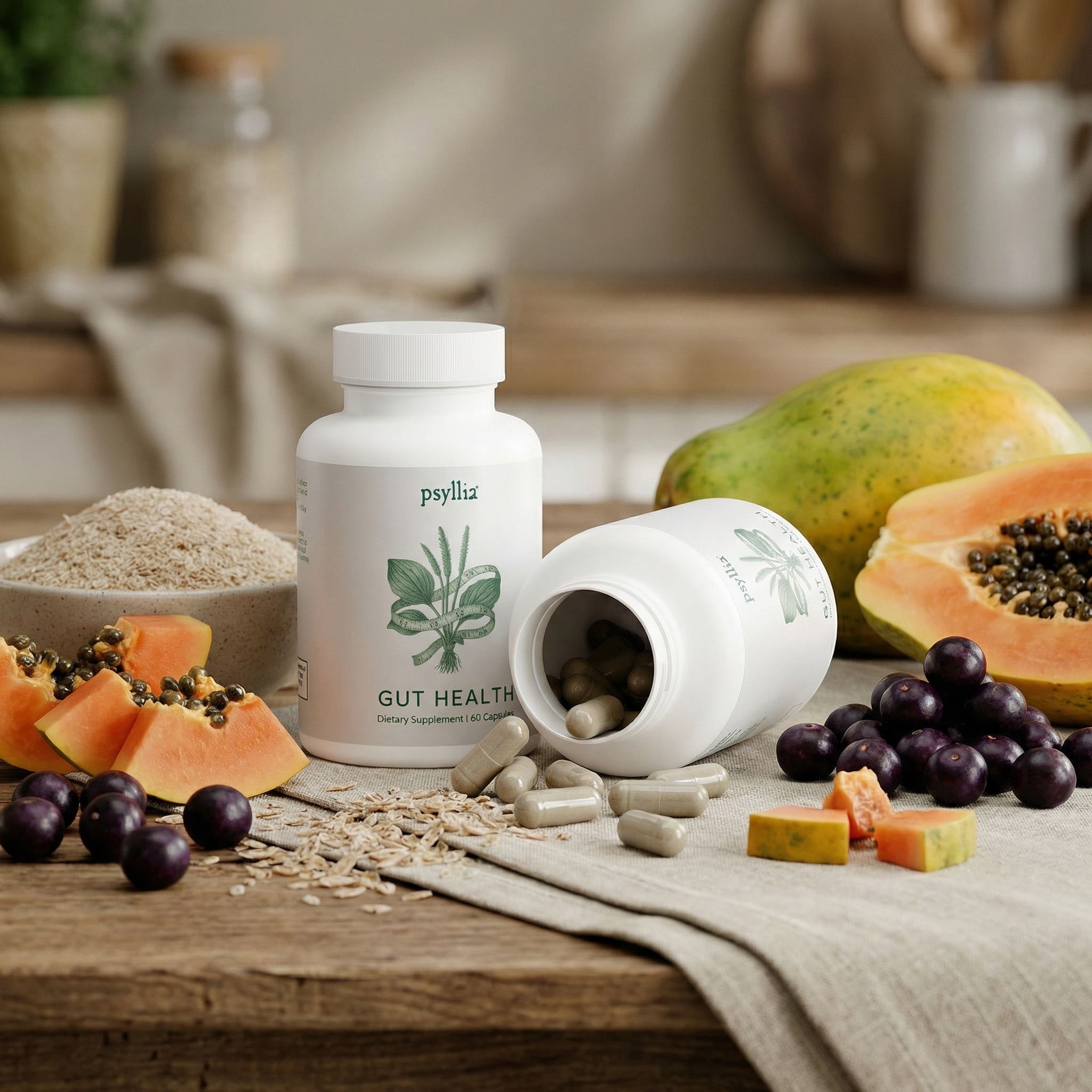 Psyllia capsules and whole-food botanicals