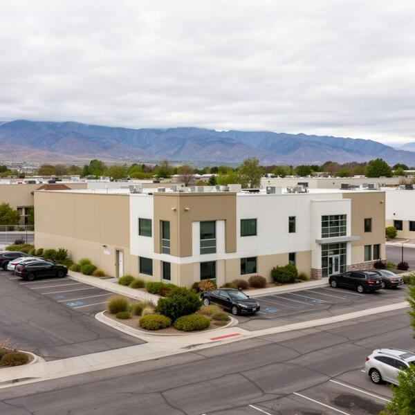Psyllia's cGMP-certified manufacturing facility in Utah, with mountains in the background